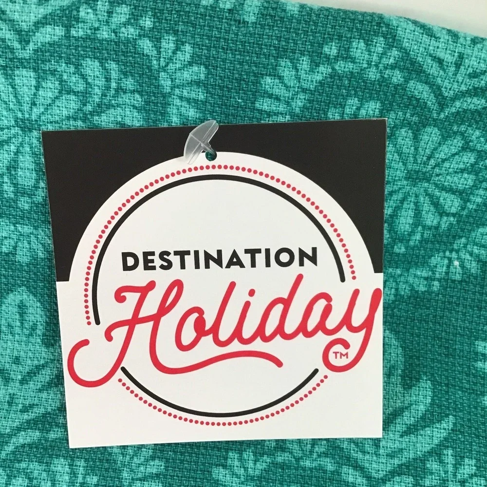 Day of Dead Pair of Kitchen Towels Deep‎ Teal Flame Heart Destination Holiday